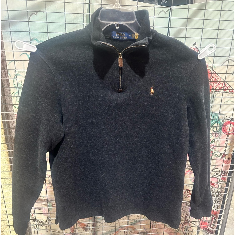 Polo Ralph Lauren Estate Rib Sweater 1/4 Zip Pullover Gray Long Sleeve Men's M